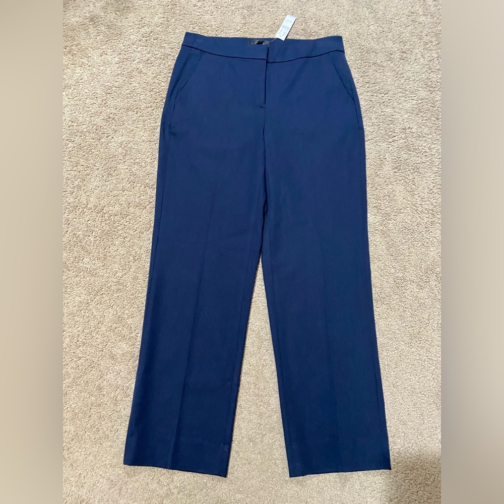J. Crew Kate Straight Leg Pant Bi-Stretch Cotton Blend Navy Women’s Size 10 NWT